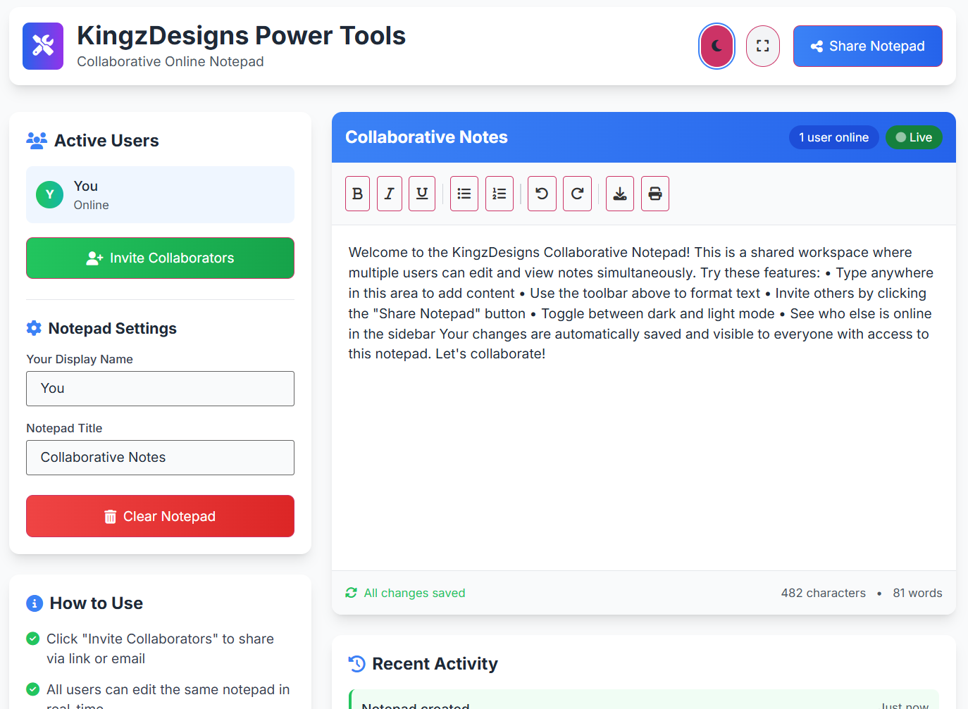 Free Real-Time Collaborative Editor with Rich Text, Smart Invitations Post